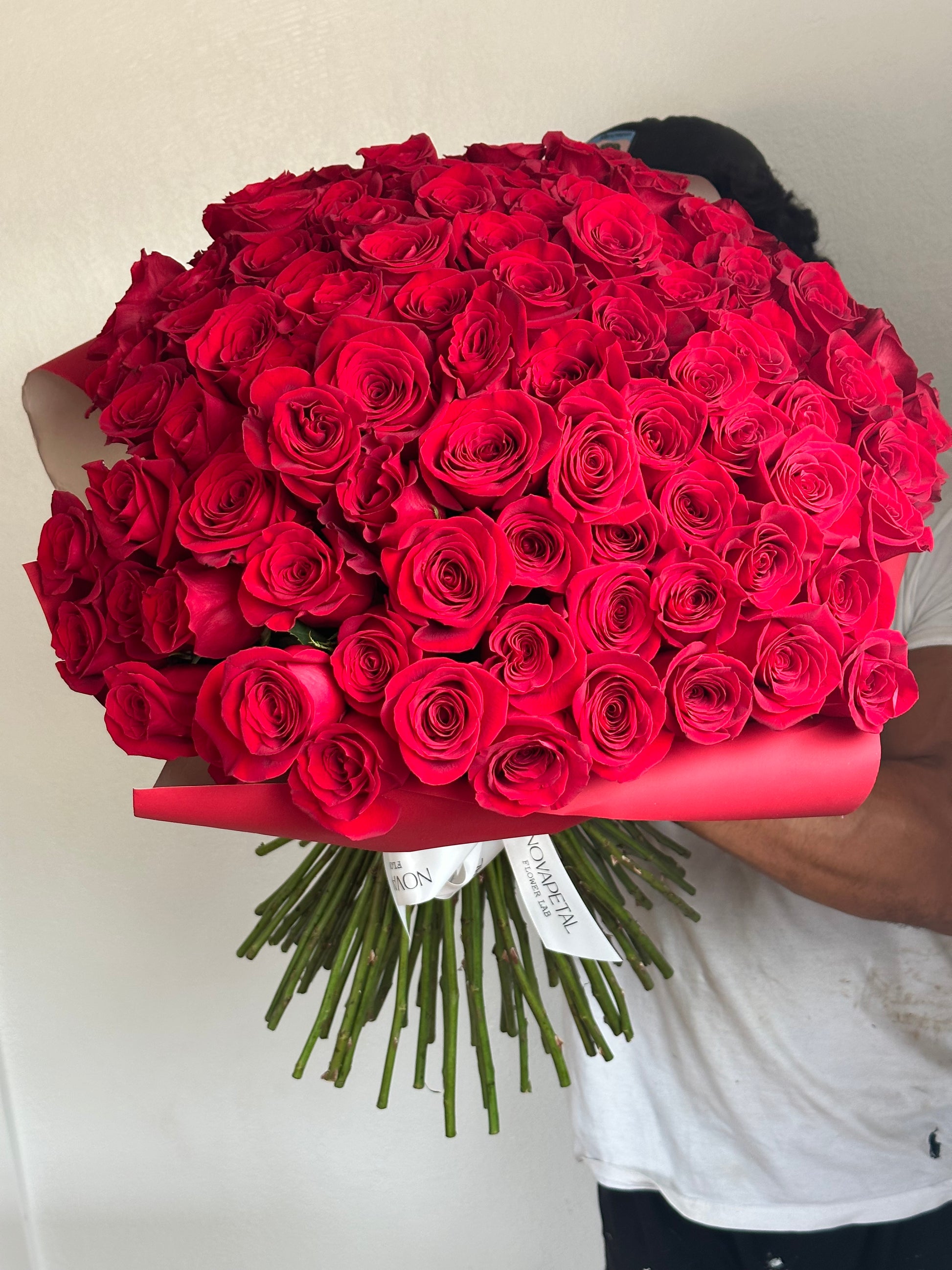 100 + Long stem Red Rose Bouquet 80cm