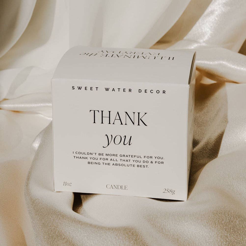 Thank You Soy Candle - Ribbed Glass Jar with Box