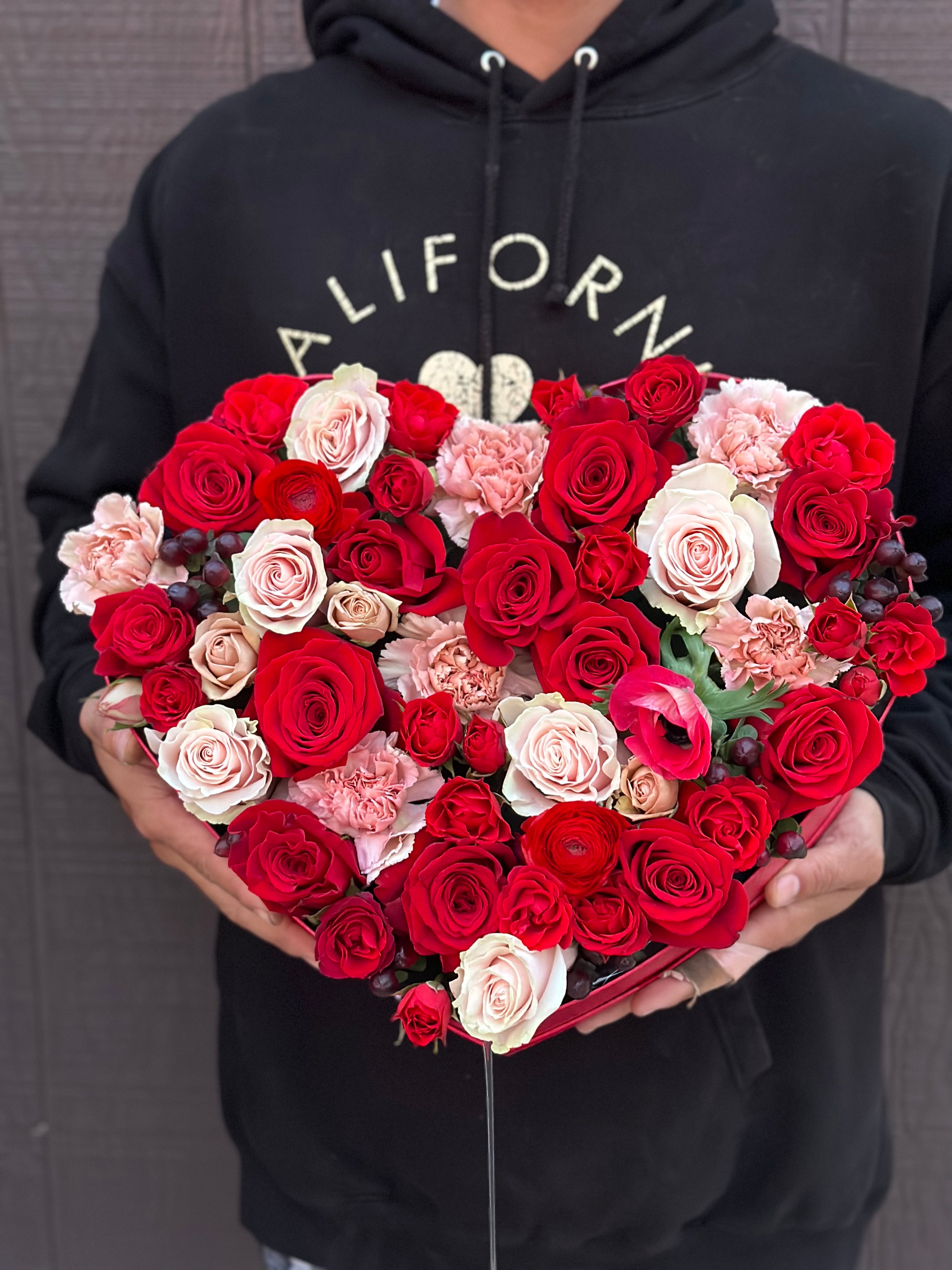 I Heart You | Heart shape flower box arrangement