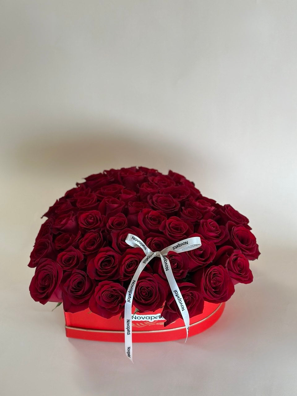 Red rose heart box arrangement