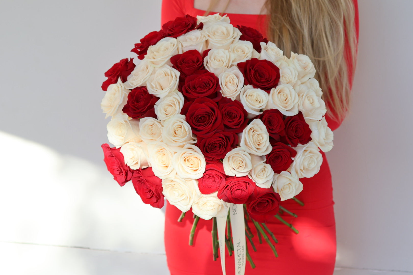 Bouquet of Red & White Roses