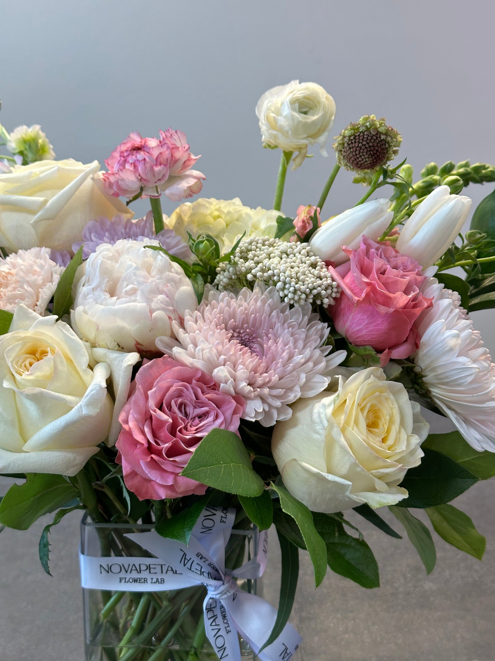 Designer choice deluxe peonies arrangement