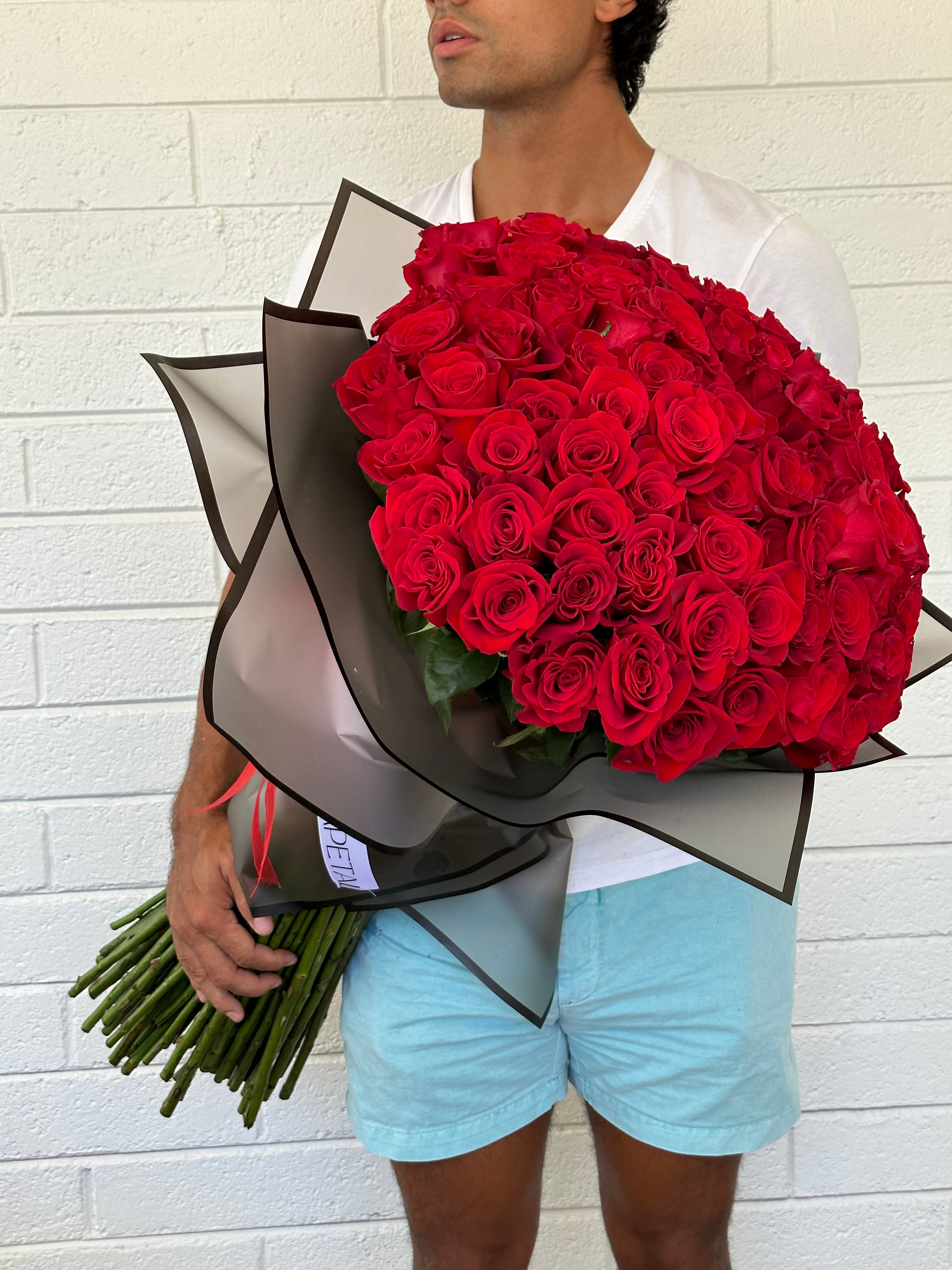54 Roses 100 + Long stem Red Rose Bouquet 80cm