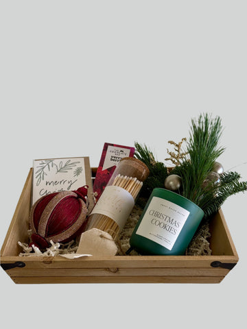 Holiday Joy Gift Box with Pine Bouquet