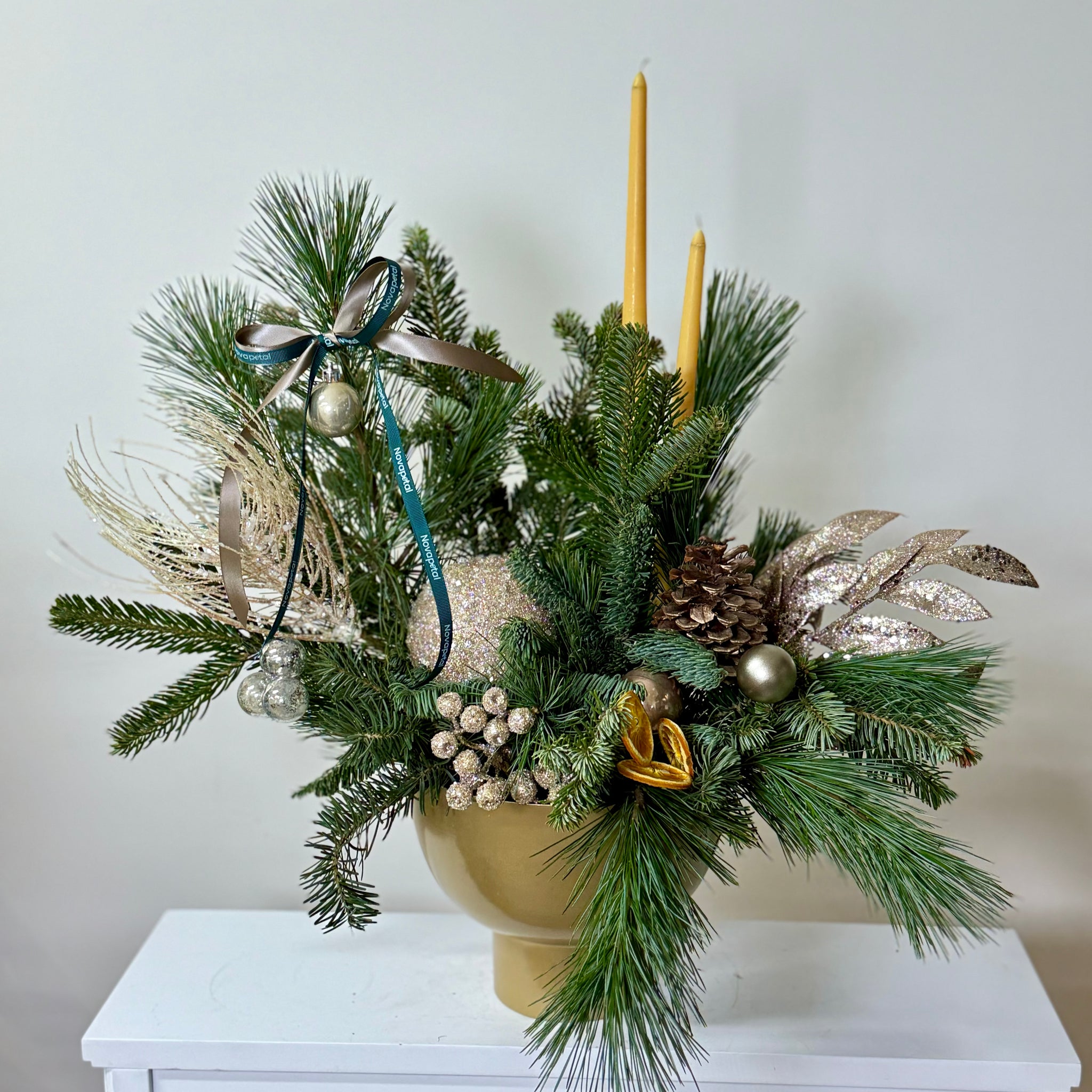 Golden Glow Winter Centerpiece