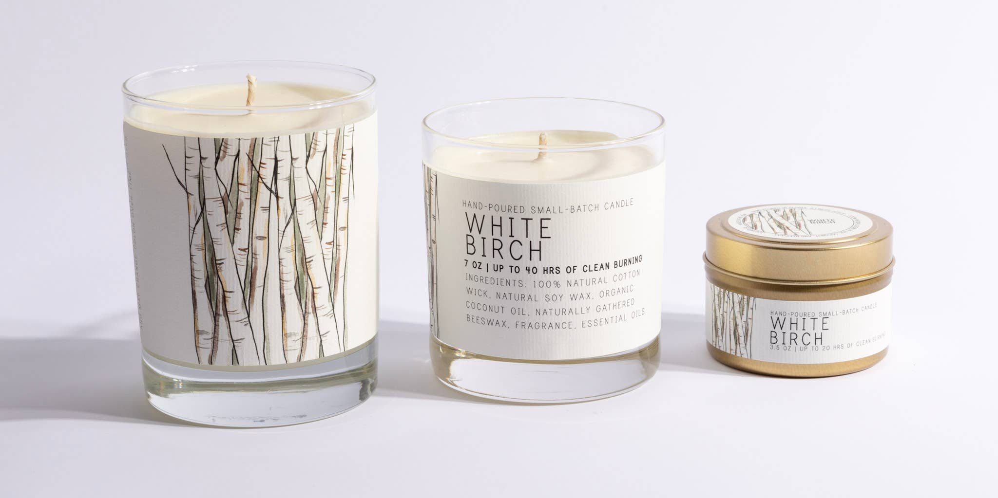 White Birch - Medium Glass - Just Bee Candle