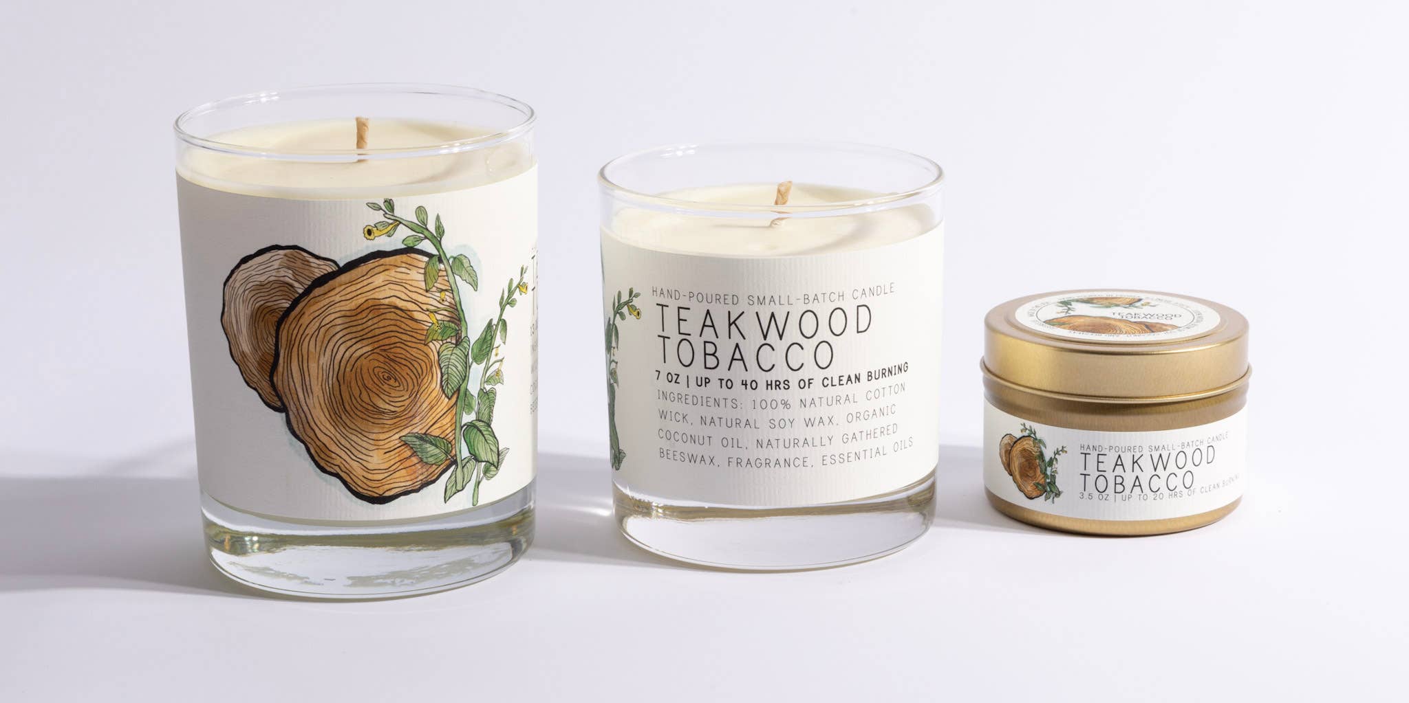 Teakwood Tobacco - Medium Glass - Just Bee Candle