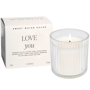 Love You Fluted Soy Candle - Ribbed Glass Jar