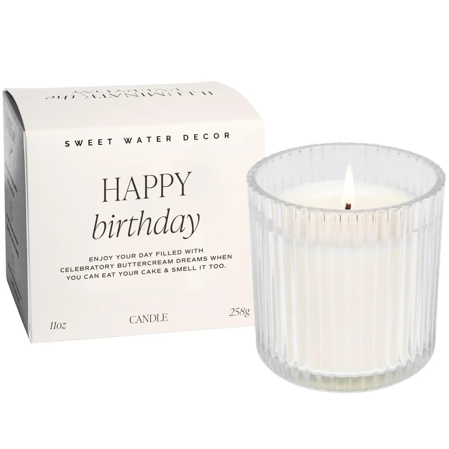 Happy Birthday Soy Candle - Ribbed glass
