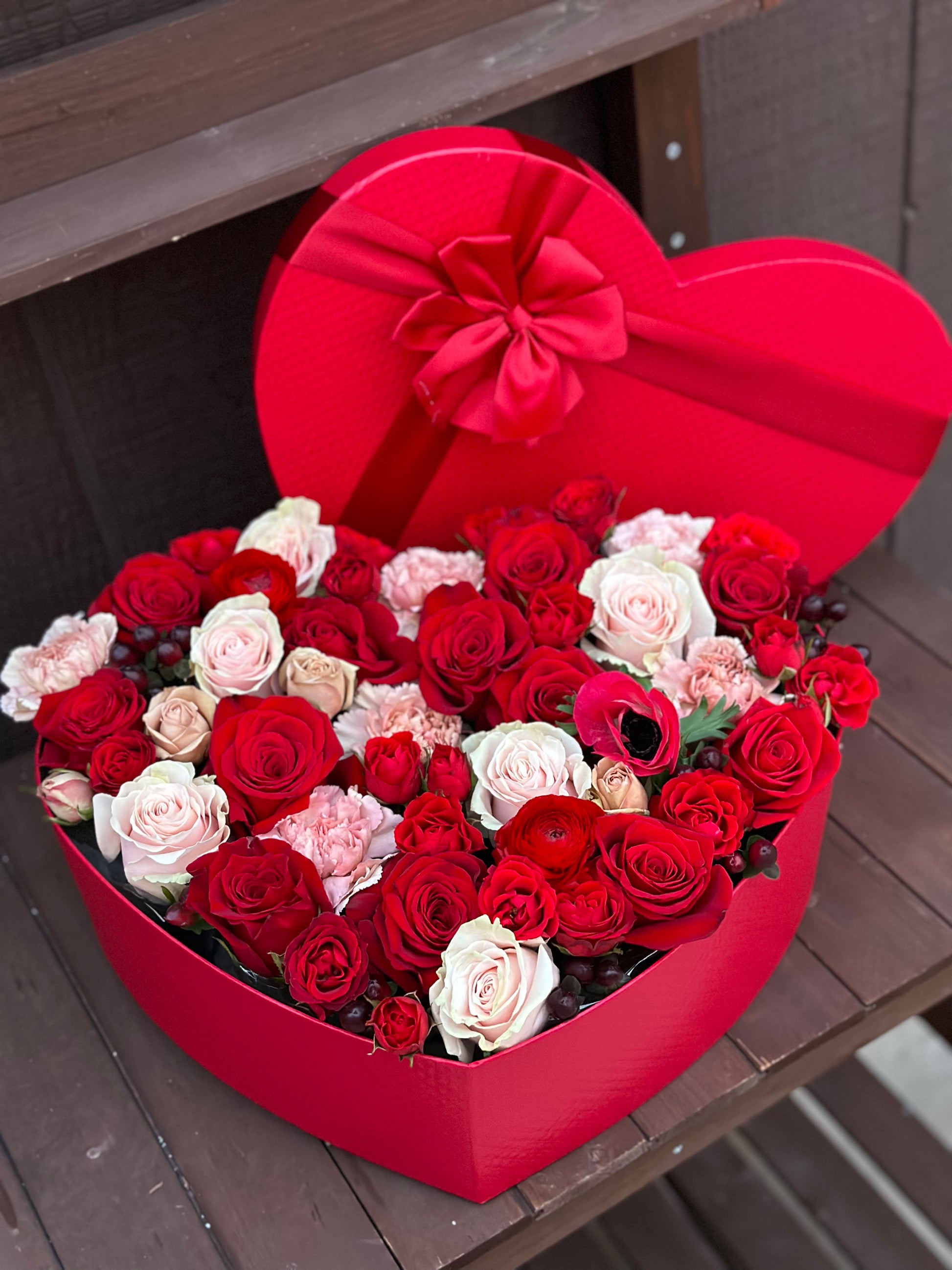 I Heart You | Heart shape flower box arrangement