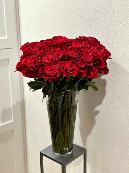 100 + Long stem Red Rose Bouquet 80cm