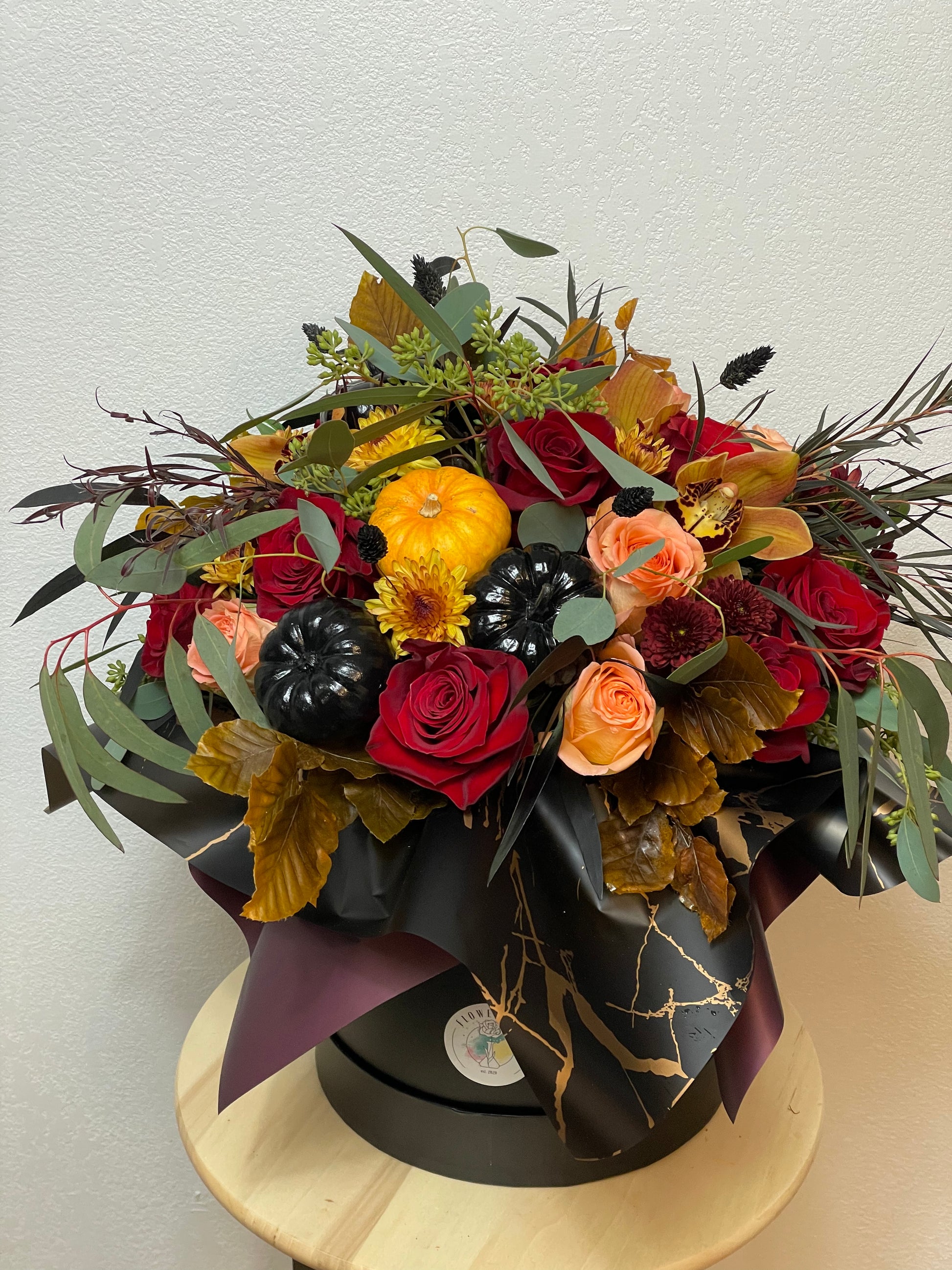 Seasonal Hat Box Arrangement