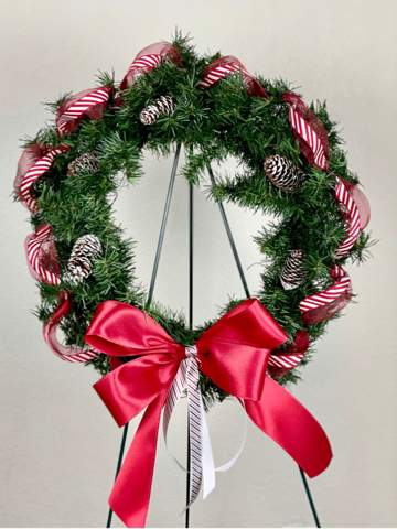 Red, White, And holiday Cheer Wreath-Flower Lab-Artificial Wreath,Christmas Wreath,Forever Wreath,Holiday Cheer,Holiday CheerPine Cones,Holiday Cheers,Red White Wreath,Wreath