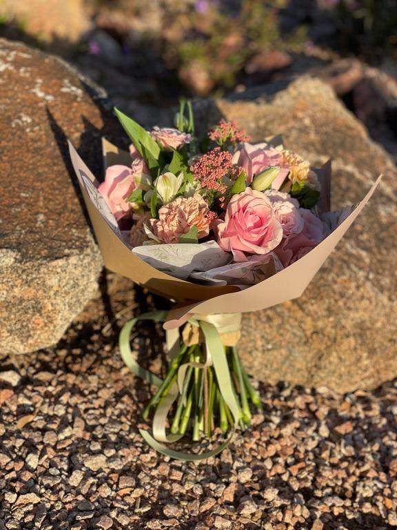 Sorrento Hand Tied Bouquet-Flower Lab-arizona,arizona bouquet,bouquet,carnation,carnations,celebration,Desert Plant,easy,fall,great present,Green,happiness,happy birthday,love,medium,phoenix,pink,pink rose,pink roses,pink tulips,small,small box,spray roses,spring,summer,tulips,tulips and carnations,winter